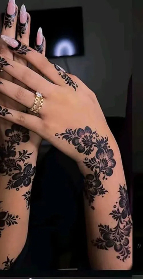 Real bridal henna hand design by Nahawand — Abu Dhabi henna artist