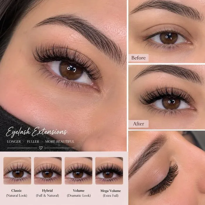Real eyelash extensions by Nahawand — classic, hybrid, volume sets